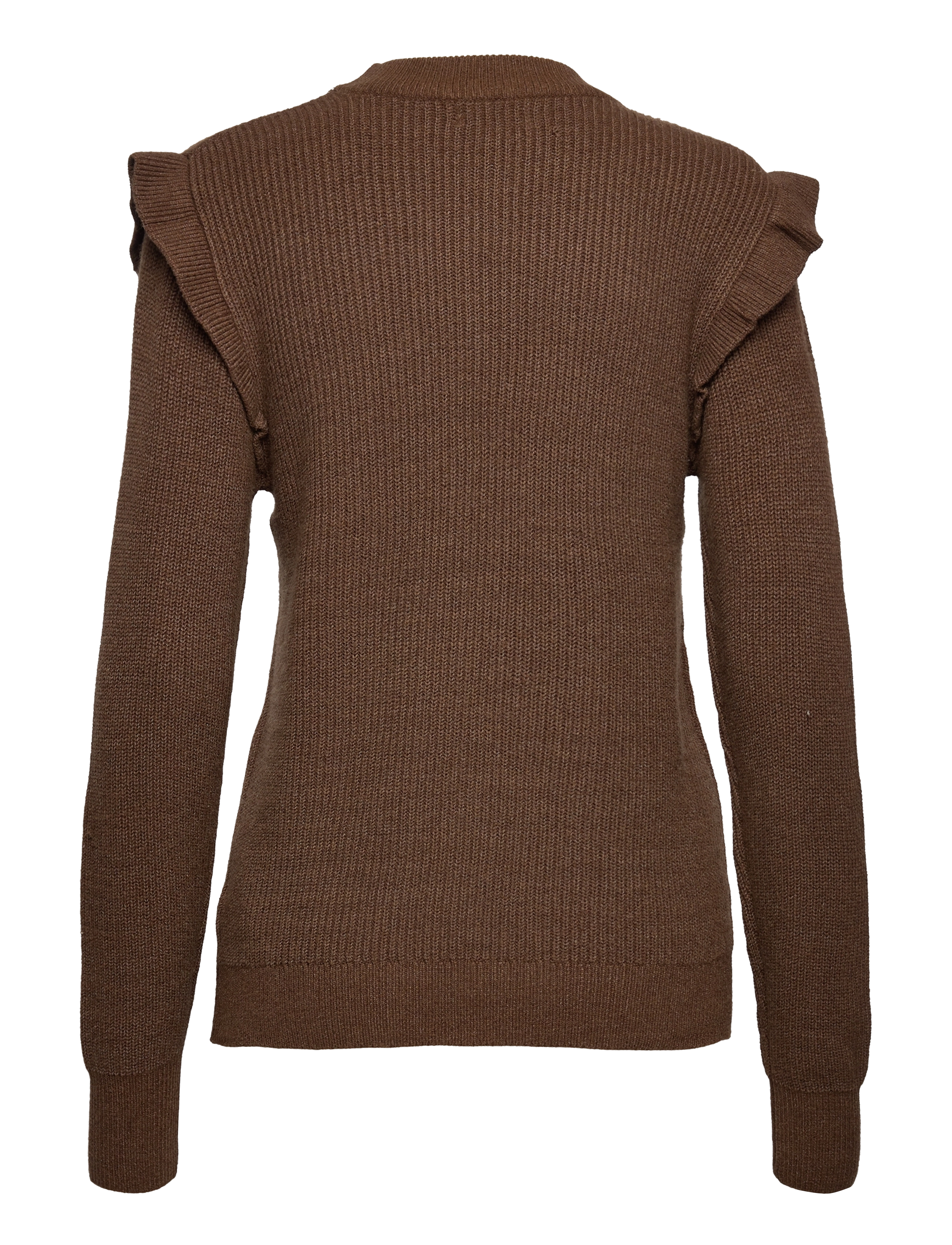 Object - OBJMALENA L/S RUFFLE  PULLOVER - dark earth - 1