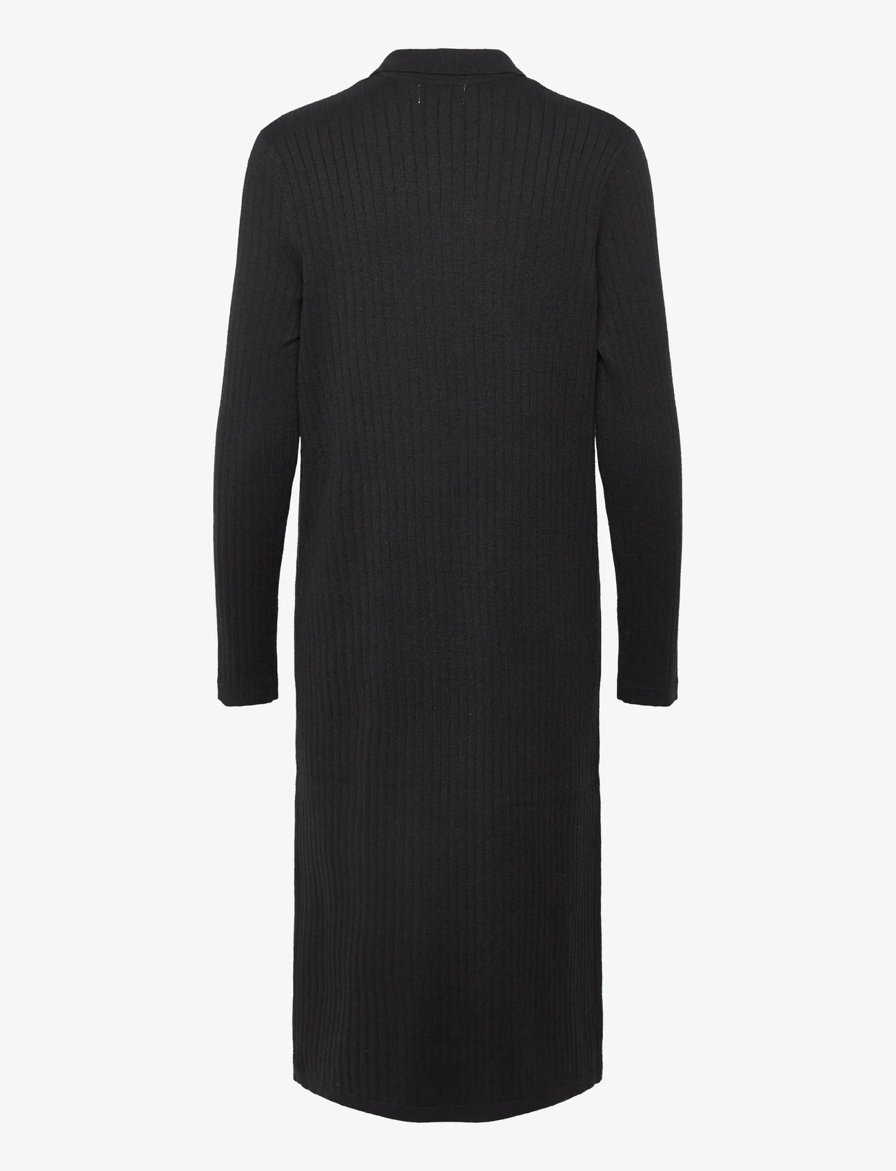 Object - OBJNOELLE POLO KNIT DRESS - strikkede kjoler - black - 1