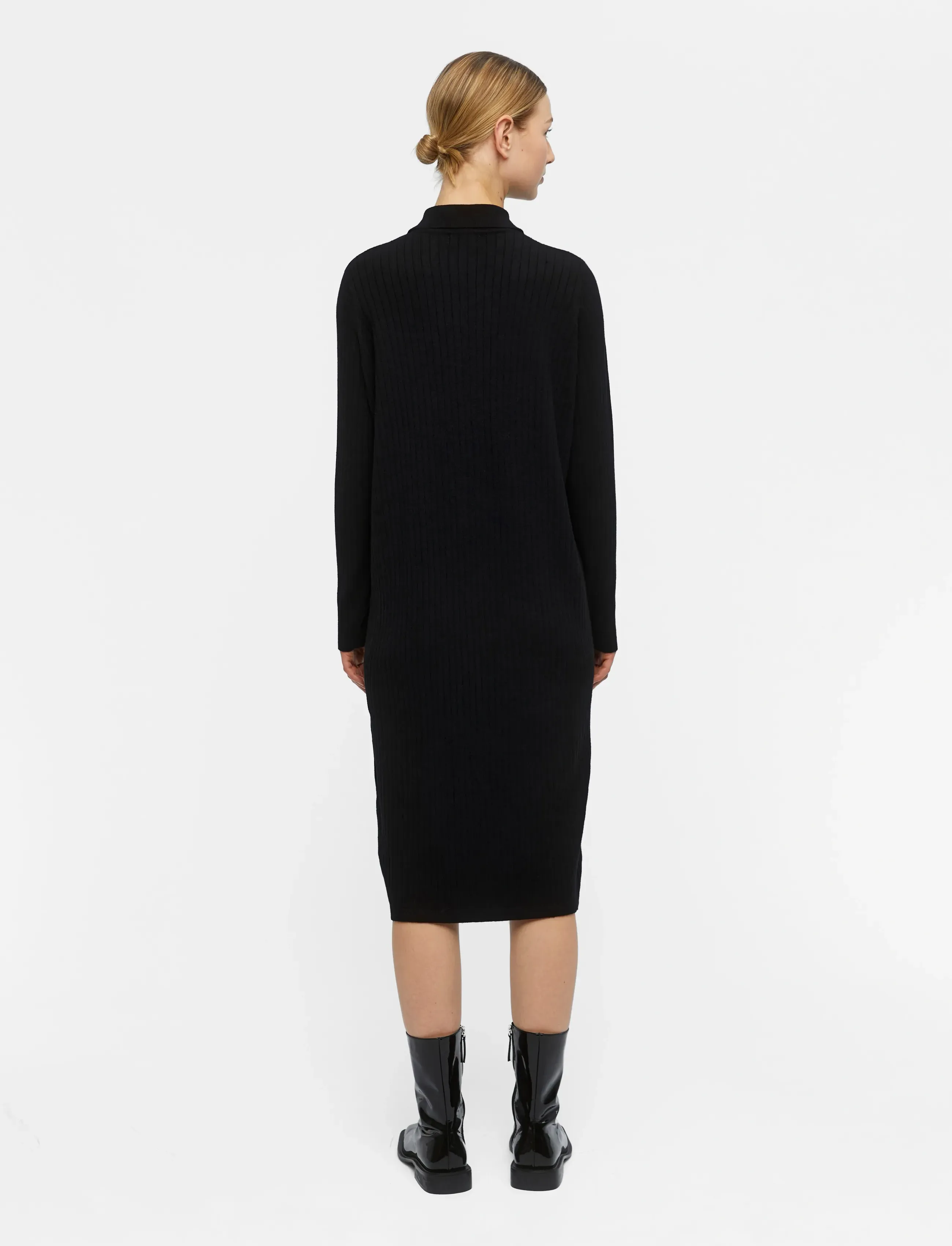 Object - OBJNOELLE POLO KNIT DRESS - strickkleider - black - 3
