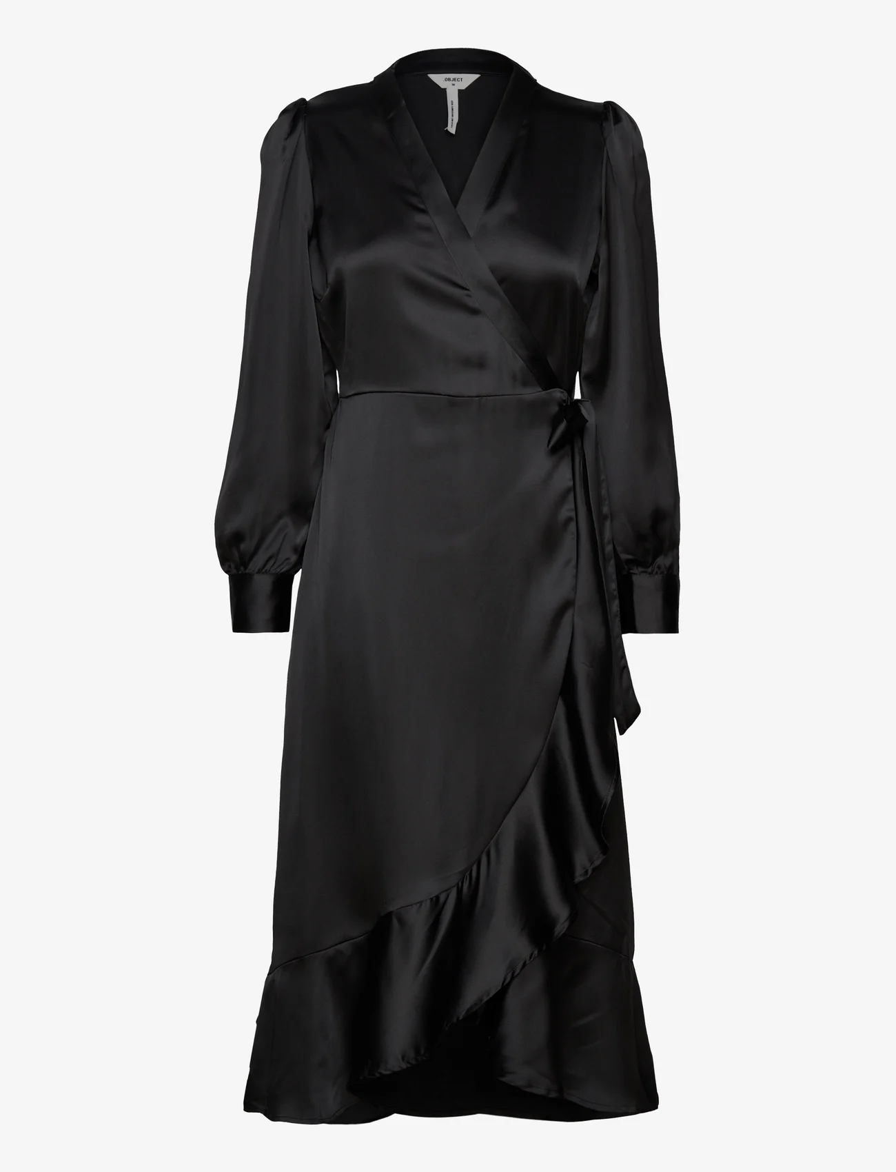 Object - OBJSATEEN WRAP DRESS A FAIR - vakarėlių drabužiai išparduotuvių kainomis - black - 0