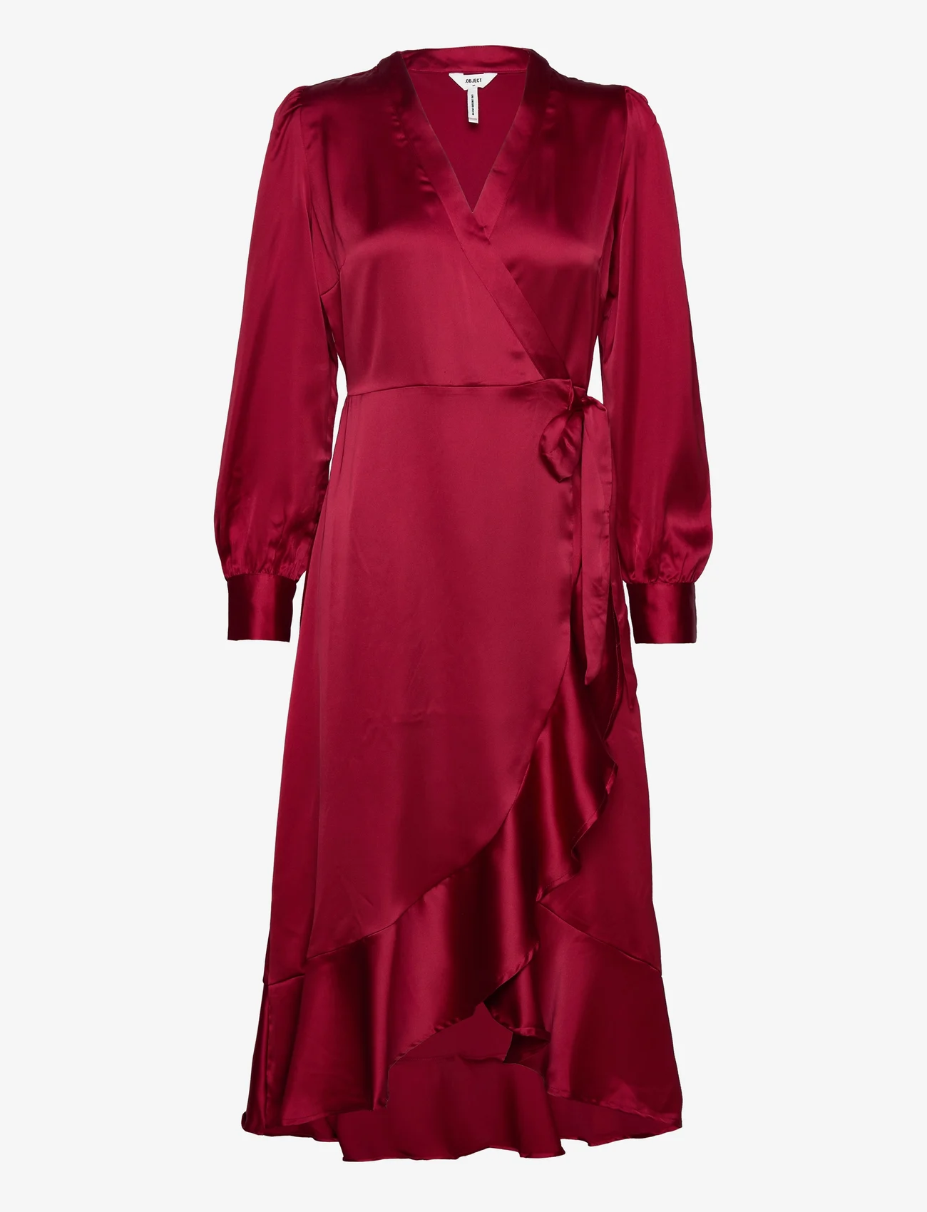 Object - OBJSATEEN WRAP DRESS A FAIR - vakarėlių drabužiai išparduotuvių kainomis - red dahlia - 0