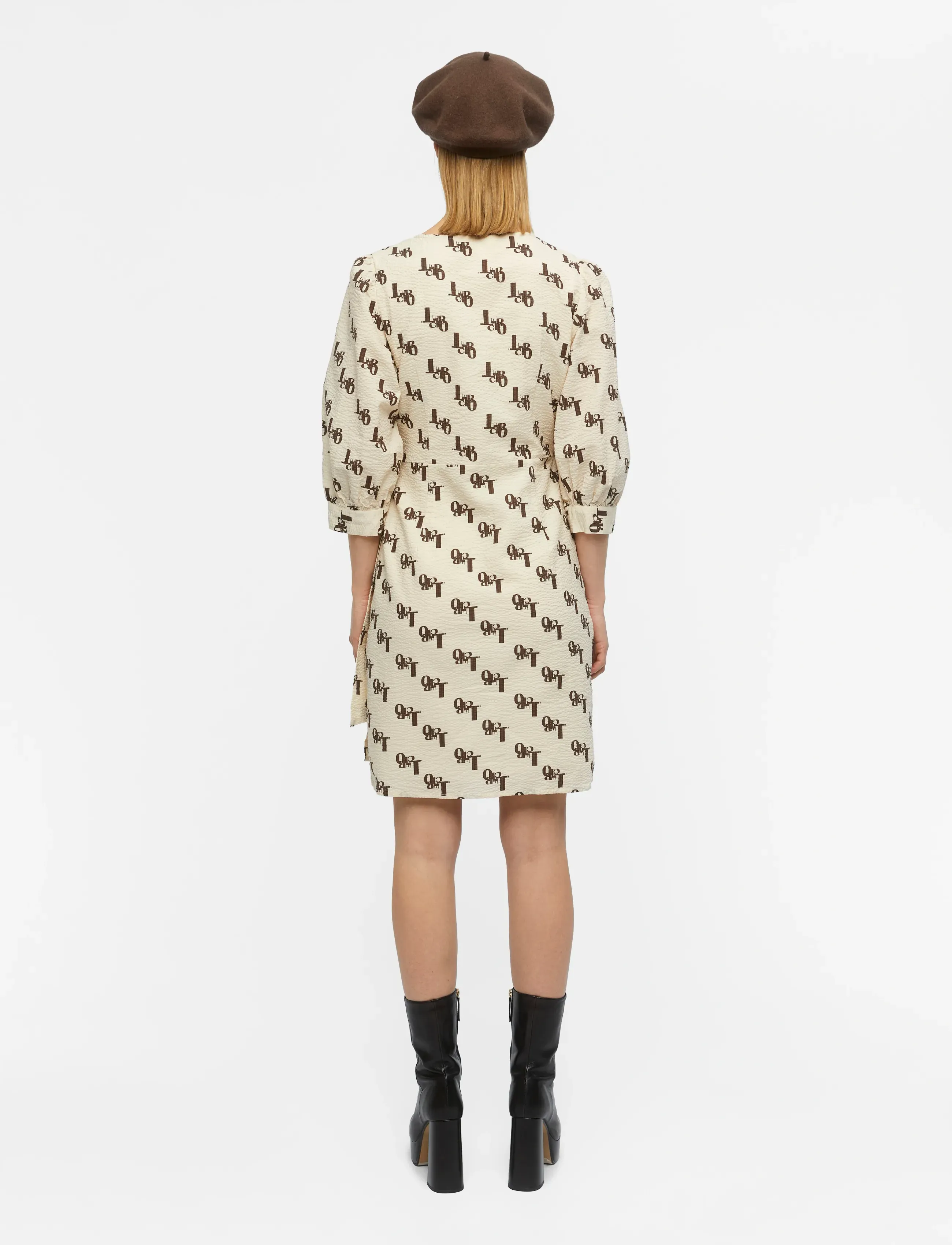 Object - OBJLICIA 3/4 WRAP DRESS 122 .C - korta klänningar - sandshell - 3