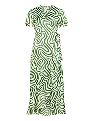 Object - OBJGREEN PAPAYA S/S WRAP LONG DRESS A - vasarinės suknelės - artichoke green - 0
