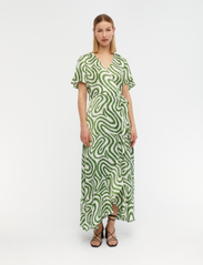 Object - OBJGREEN PAPAYA S/S WRAP LONG DRESS A - vasarinės suknelės - artichoke green - 2