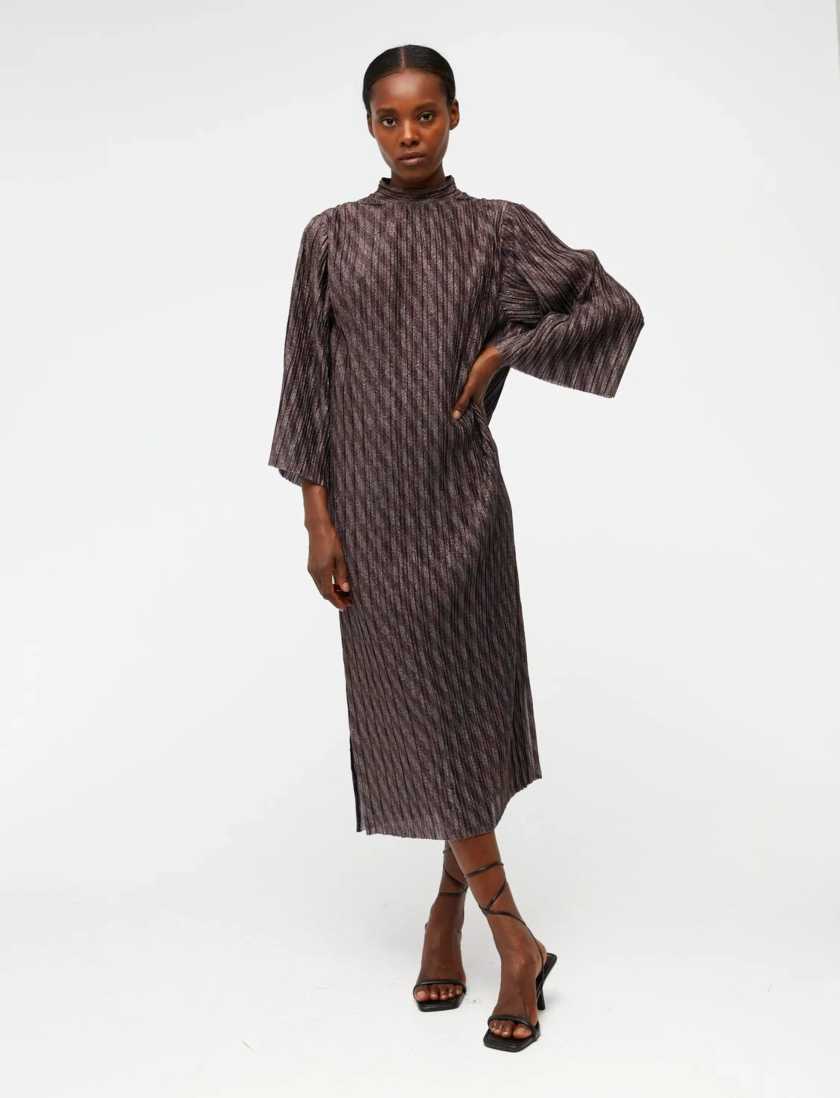 Object Objlux 2/4 Midi Dress 124, XS, Multi/patterned, Kjoler > Knælange Og Midi, Dame