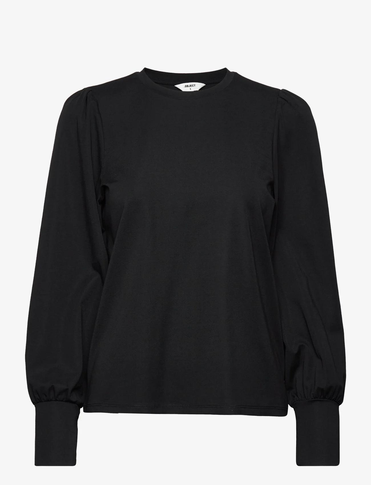 Object - OBJCAROLINE L/S TOP NOOS - long-sleeved blouses - black - 0