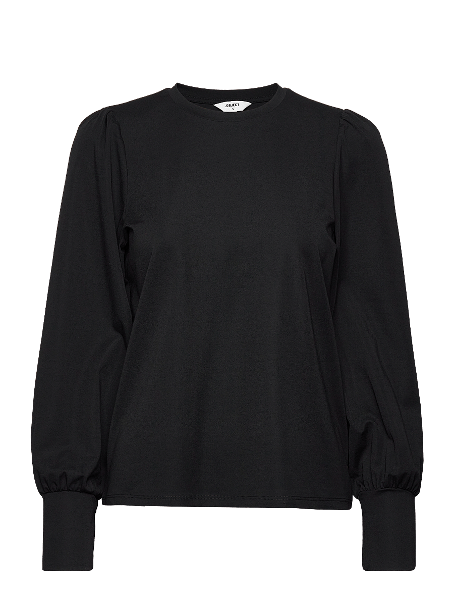 Object - OBJCAROLINE L/S TOP NOOS - langärmelige blusen - black - 1