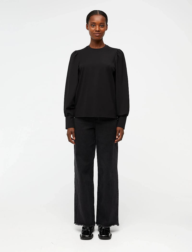 Object - OBJCAROLINE L/S TOP NOOS - langærmede bluser - black - 0