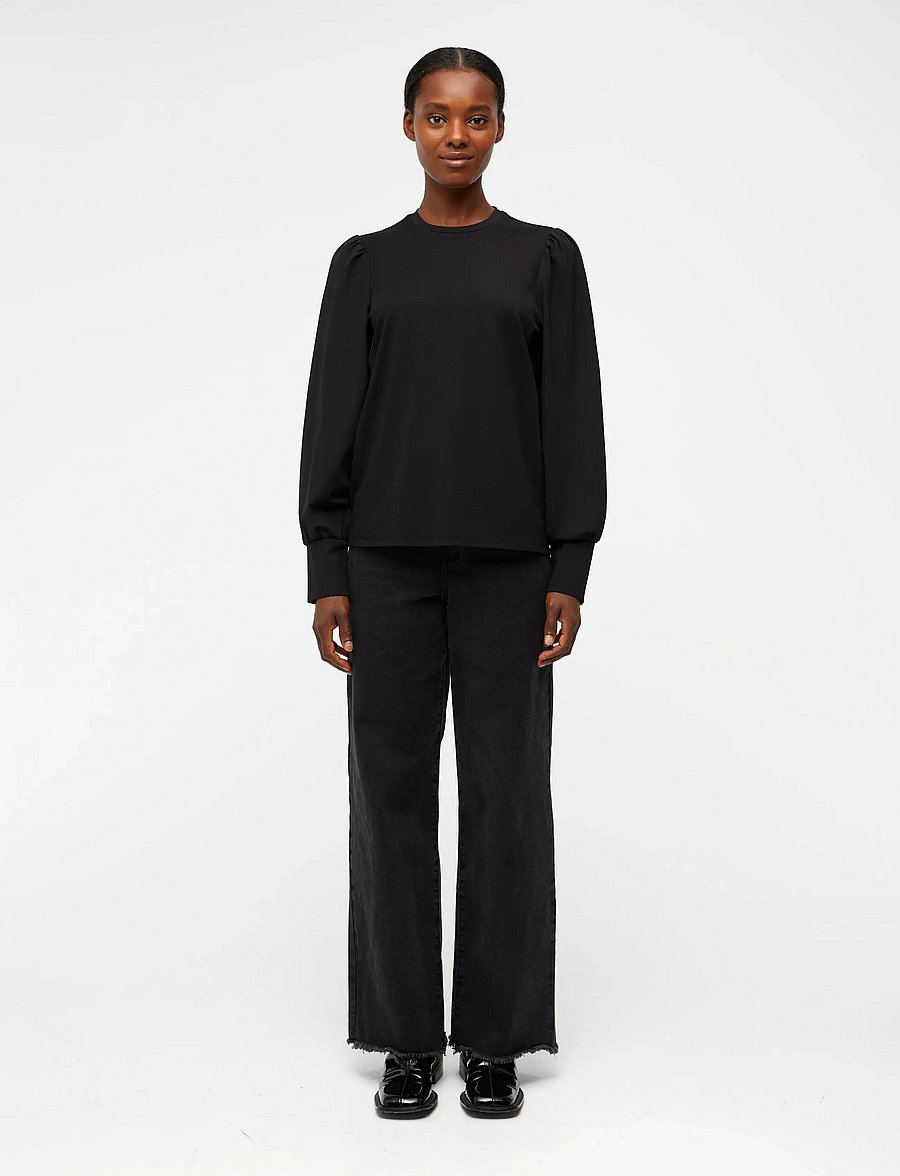 Object - OBJCAROLINE L/S TOP NOOS - langärmelige blusen - black - 0