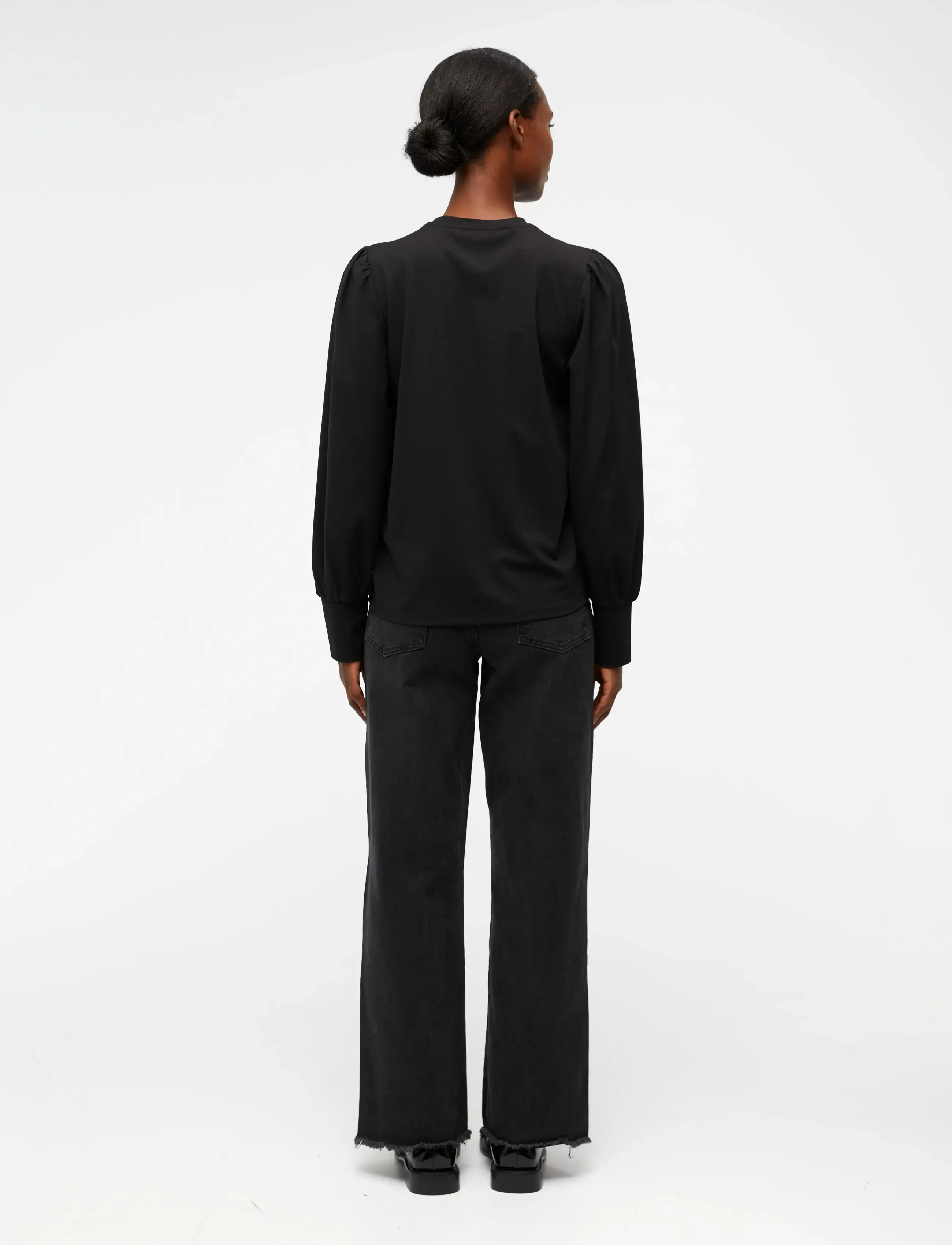 Object - OBJCAROLINE L/S TOP NOOS - langærmede bluser - black - 3