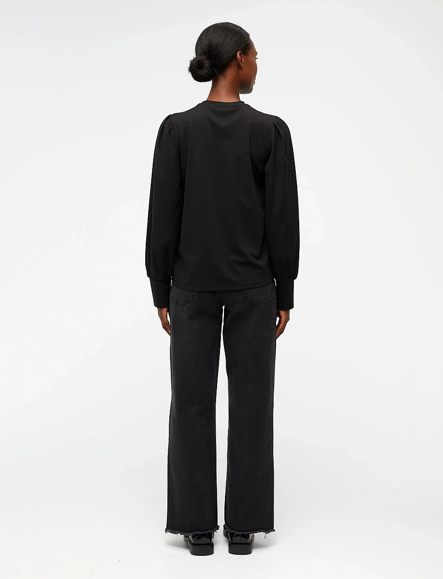 Object - OBJCAROLINE L/S TOP NOOS - langärmelige blusen - black - 3