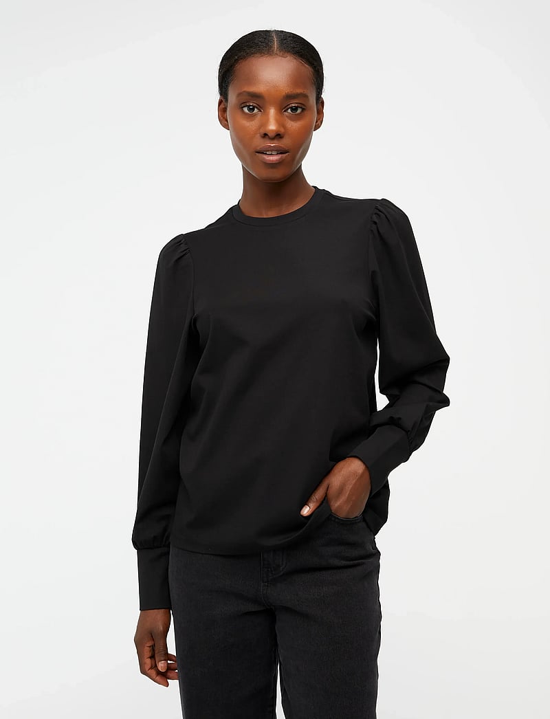 Object - OBJCAROLINE L/S TOP NOOS - langærmede bluser - black - 4