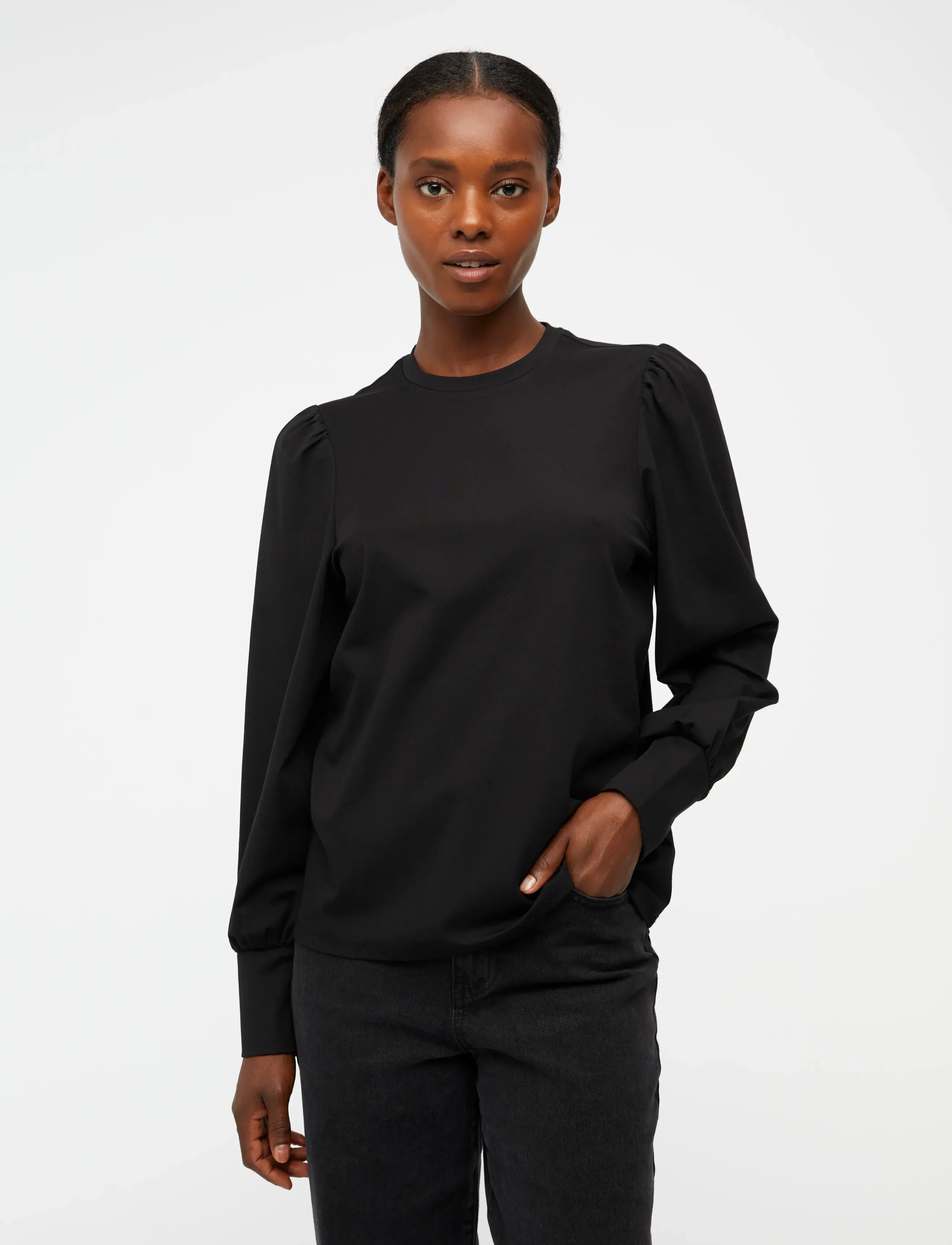 Object - OBJCAROLINE L/S TOP NOOS - langærmede bluser - black - 4