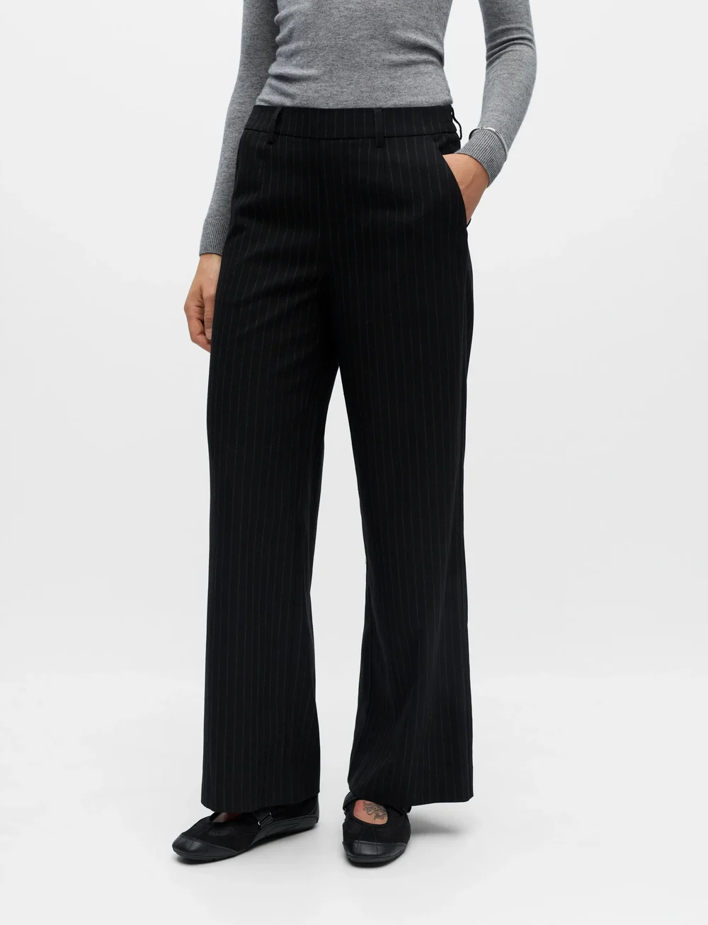 Object - OBJLISA WIDE PANT AOP NOOS - bukser med brede ben - black - 0