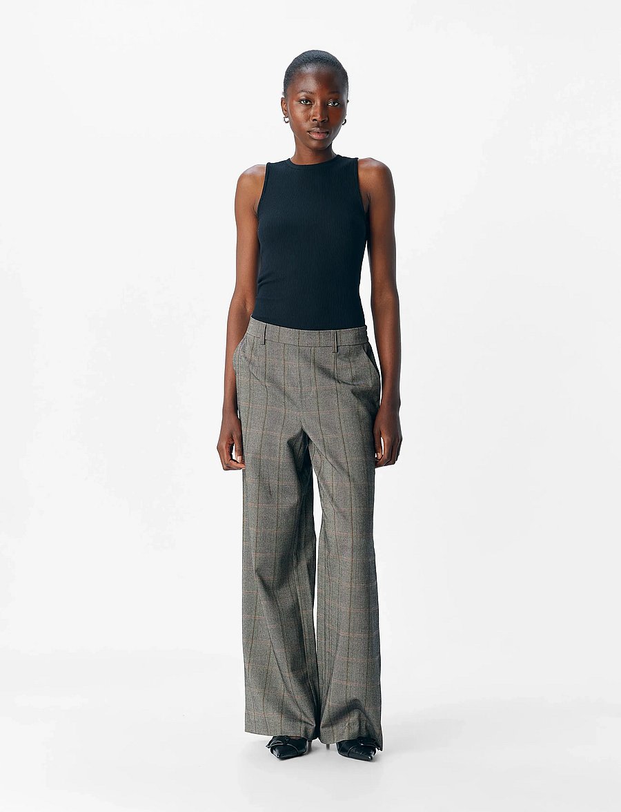 Object - OBJLISA WIDE PANT AOP NOOS - hosen mit weitem bein - black - 0