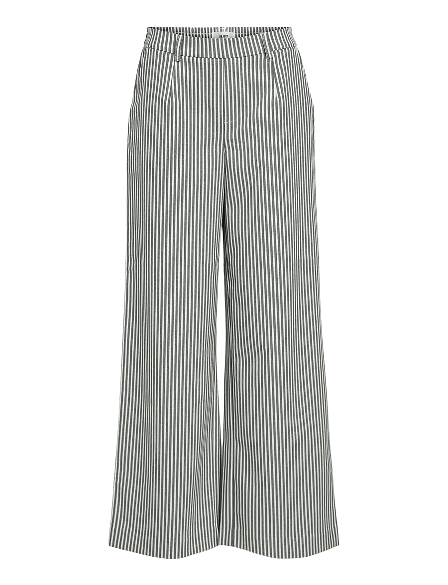 Object - OBJLISA WIDE PANT AOP NOOS - hosen mit weitem bein - cloud dancer - 1