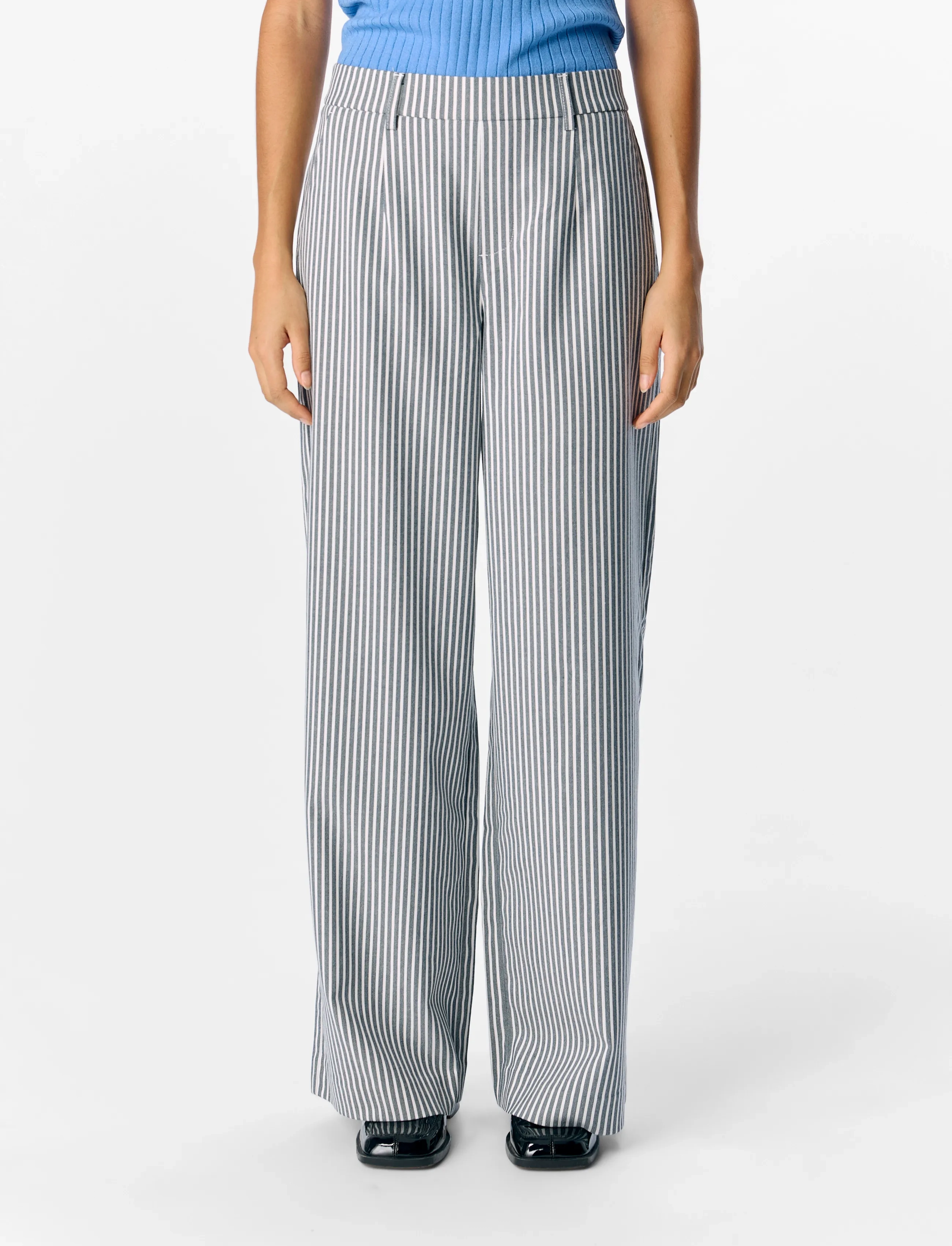 Object Objlisa Wide Pant Aop Noos, Kvinder, Vide Bukser med Elastiktalje, Grøn, Str: 36