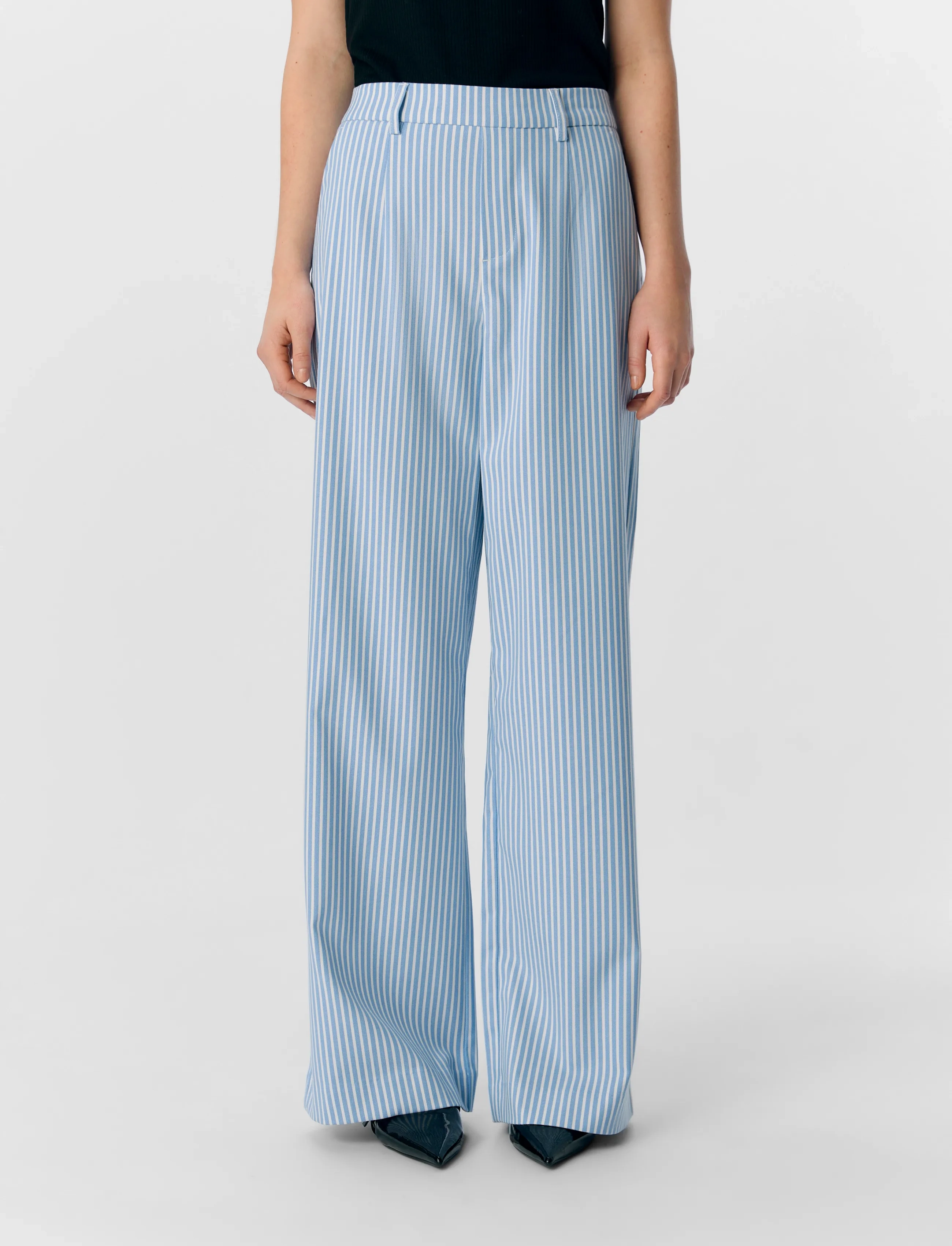 Object Objlisa Wide Pant Aop Noos, Kvinder, Vide Bukser med Elastiktalje, Blå, Str: 42