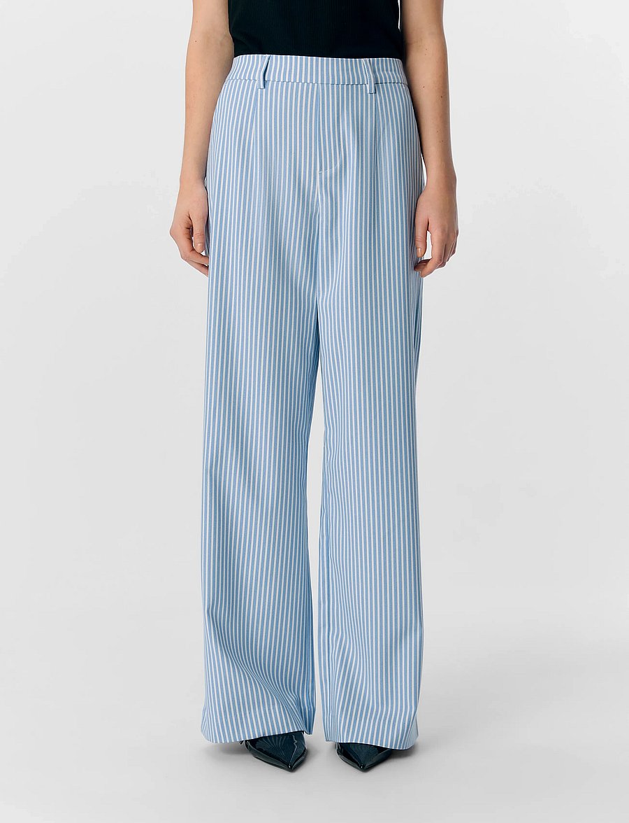 Object - OBJLISA WIDE PANT AOP NOOS - hosen mit weitem bein - cloud dancer - 0