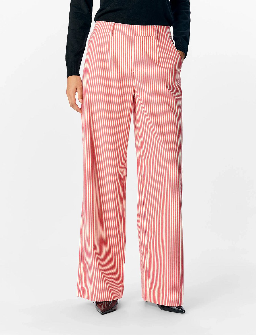 Object - OBJLISA WIDE PANT AOP NOOS - hosen mit weitem bein - cloud dancer - 0
