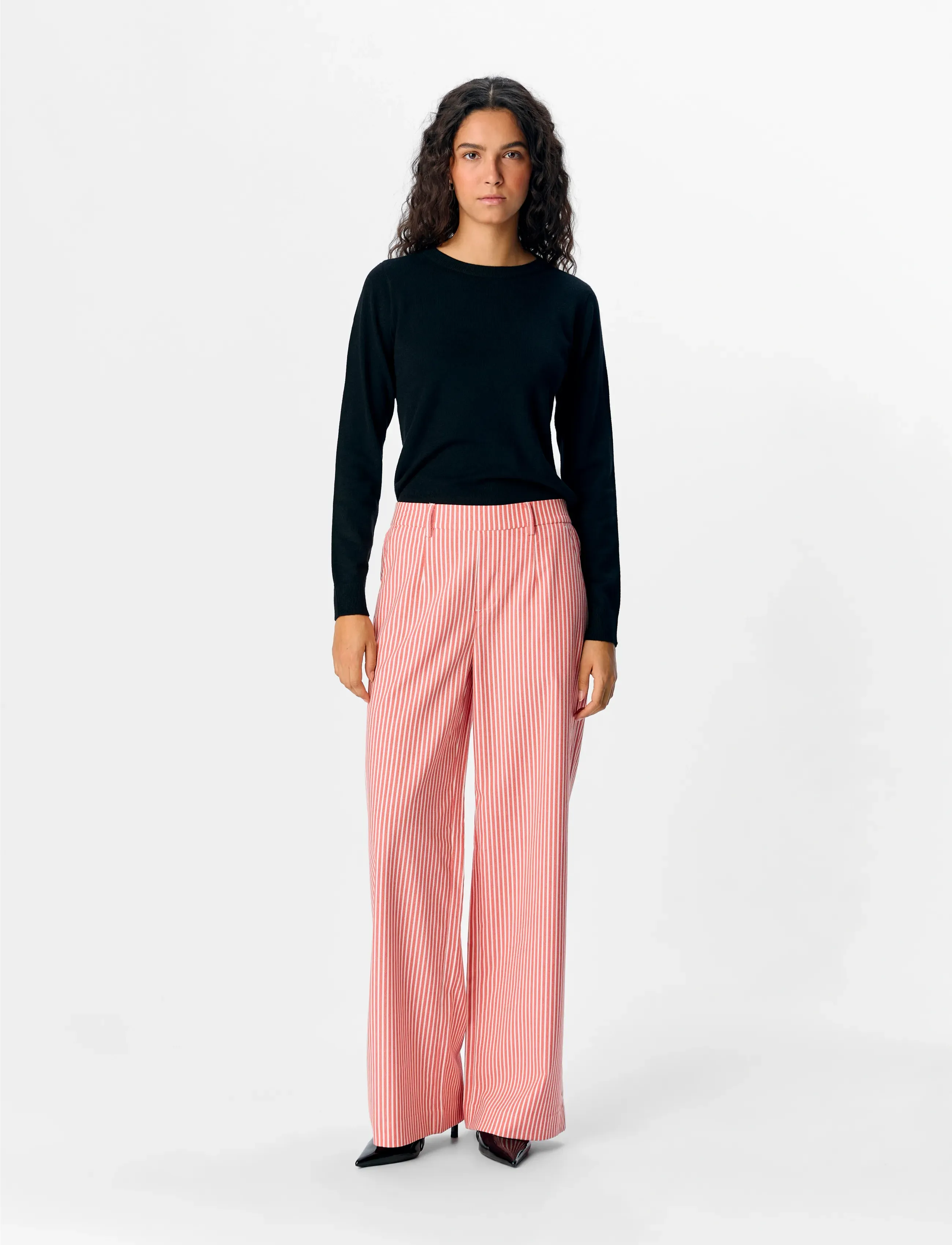 Object - OBJLISA WIDE PANT AOP NOOS - buxur með víðum skálmum - cloud dancer - 4