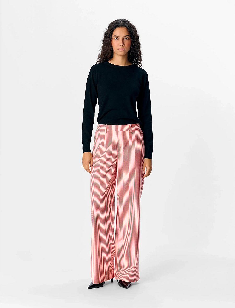 Object - OBJLISA WIDE PANT AOP NOOS - hosen mit weitem bein - cloud dancer - 4