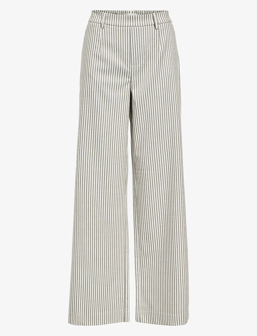 Object - OBJLISA WIDE PANT AOP NOOS - hosen mit weitem bein - cloud dancer - 1