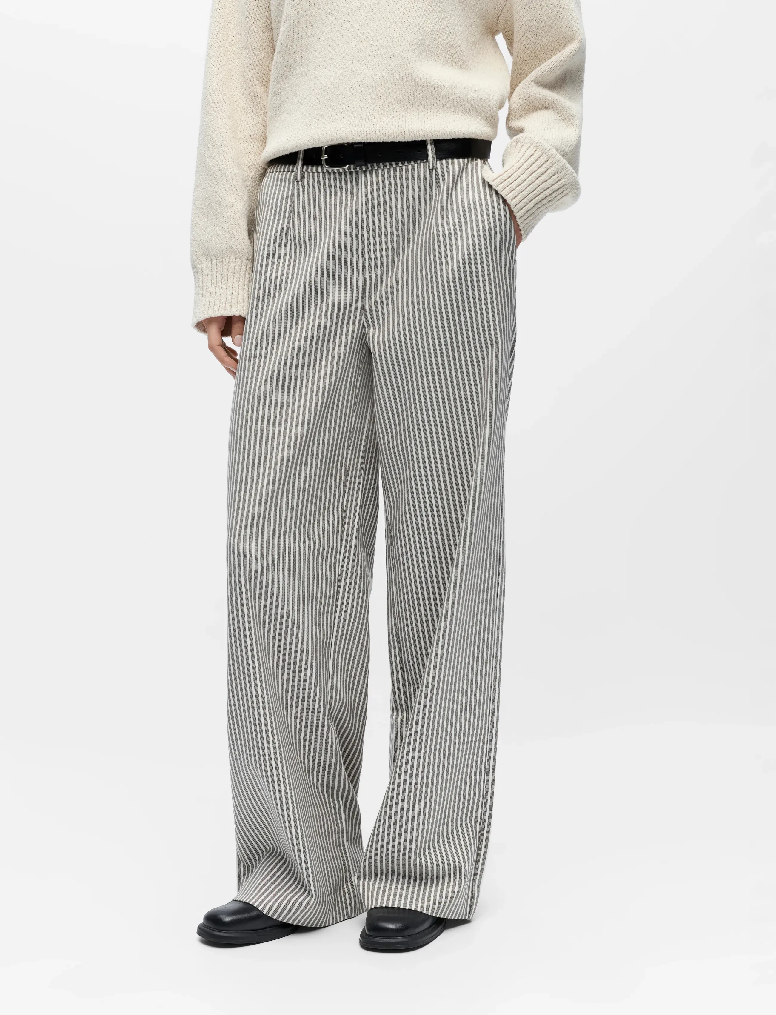 Object OBJLISA WIDE PANT AOP NOOS - Püksid - CLOUD DANCER / cream