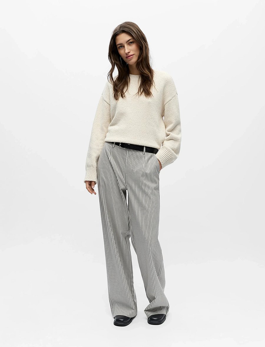 Object - OBJLISA WIDE PANT AOP NOOS - hosen mit weitem bein - cloud dancer - 4