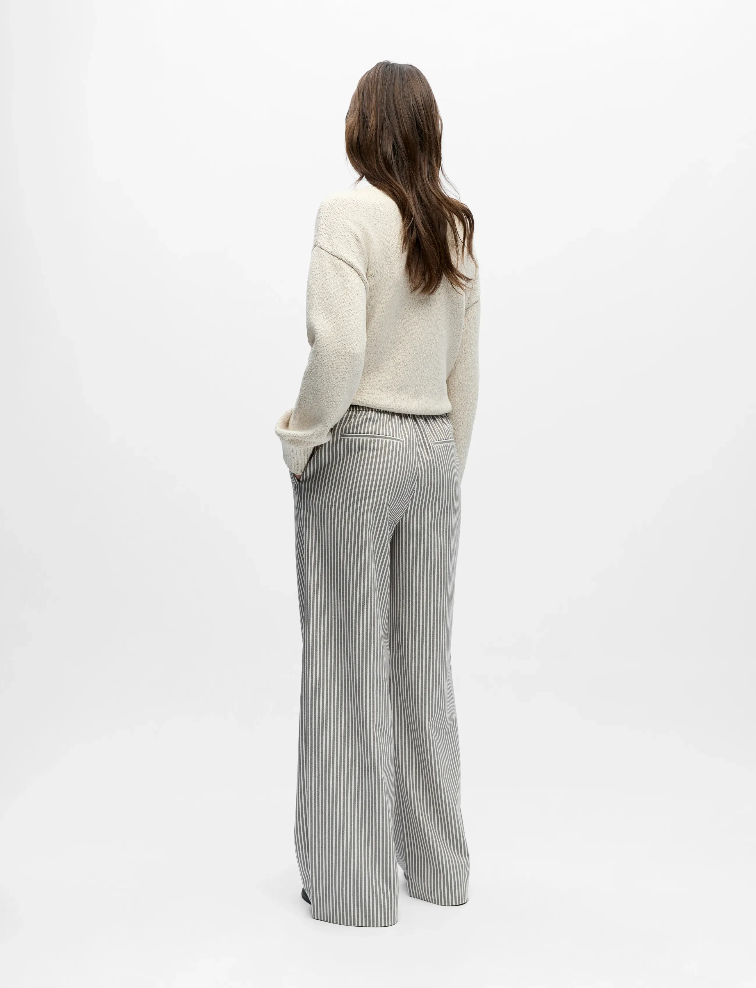 Breda byxor Object Lisa Wide Trousers Cloud Dancer/Morel 9