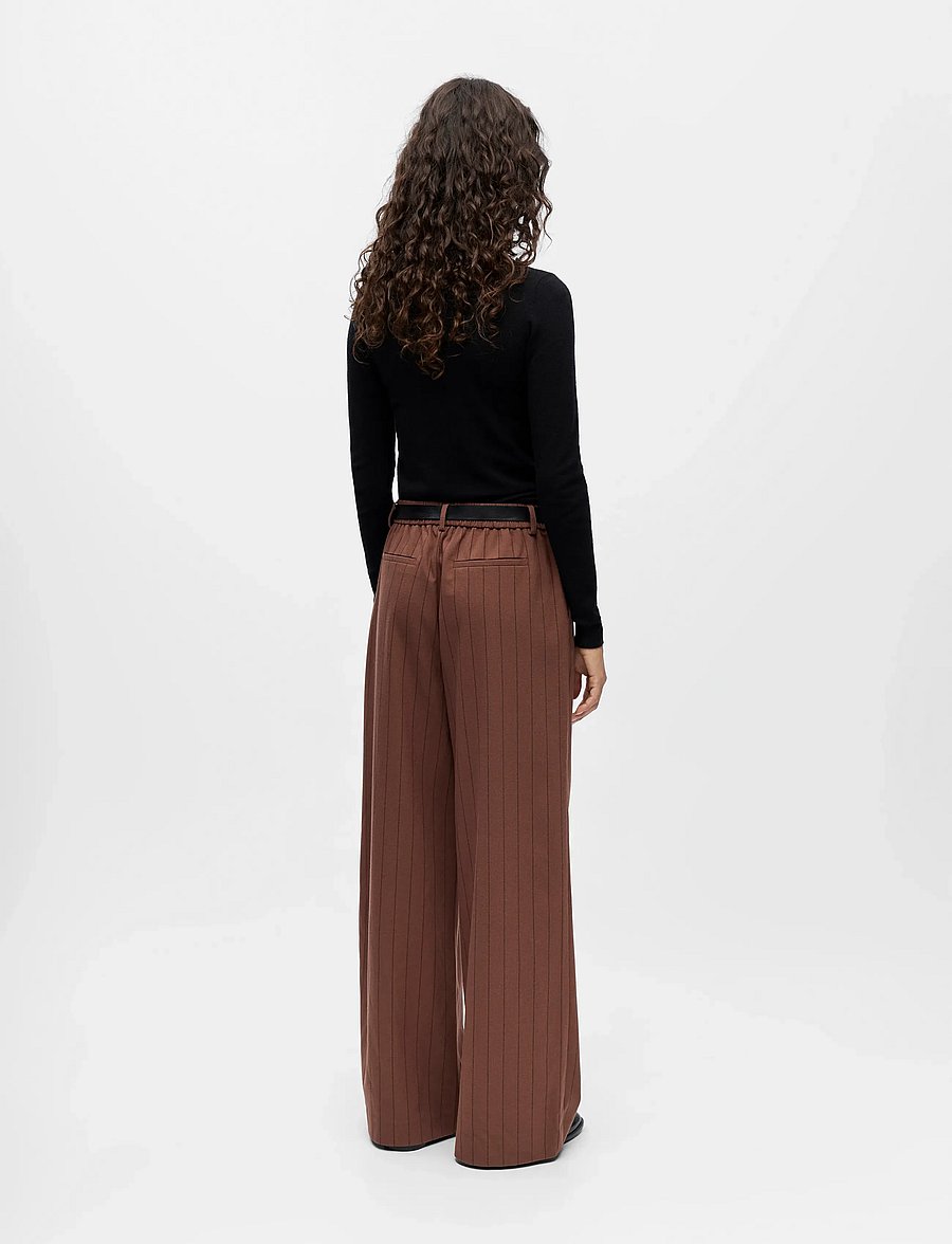 Object - OBJLISA WIDE PANT AOP NOOS - hosen mit weitem bein - cocoa brown - 2