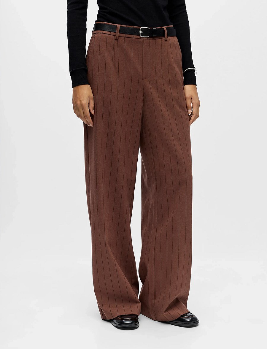Object - OBJLISA WIDE PANT AOP NOOS - hosen mit weitem bein - cocoa brown - 4