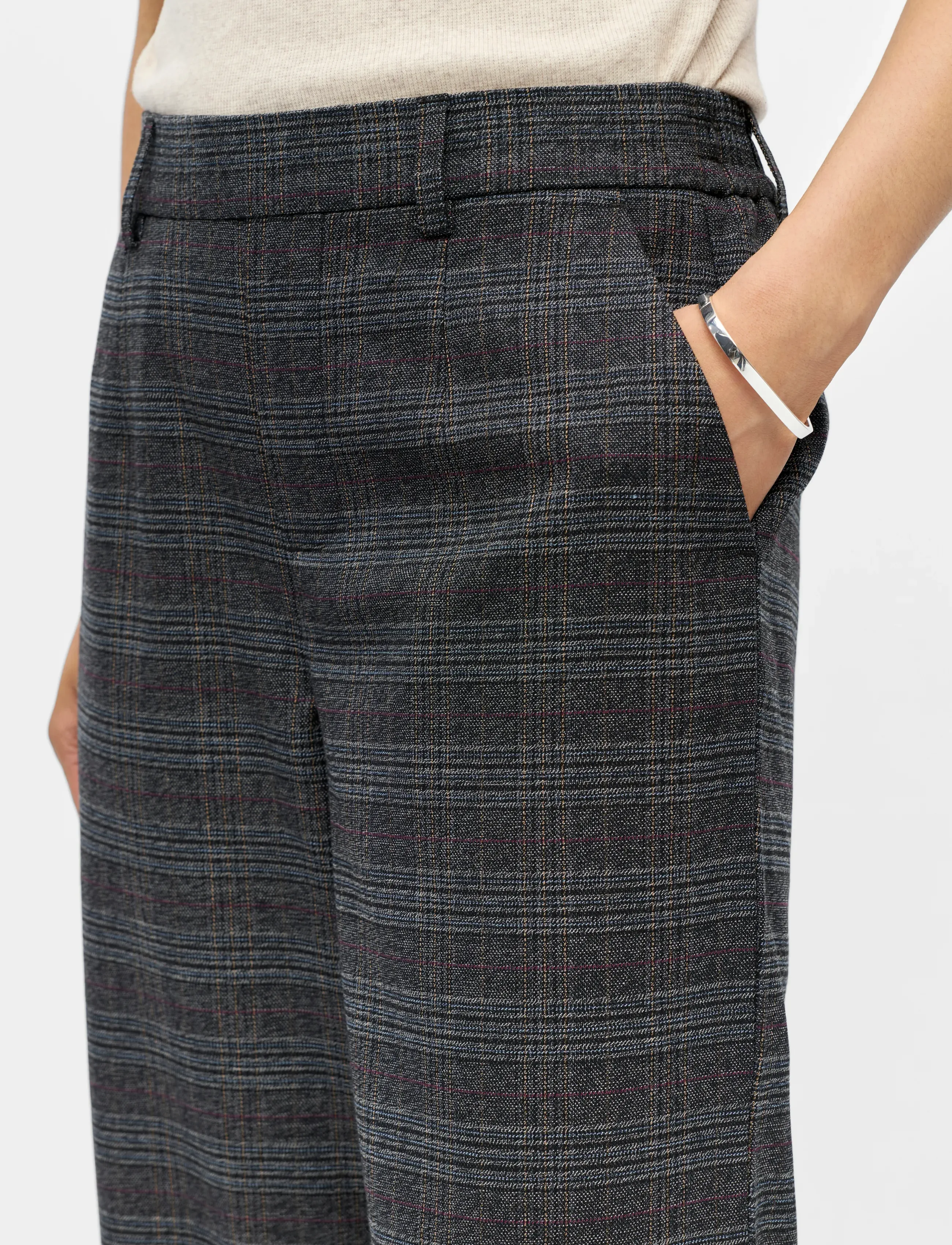 Object - OBJLISA WIDE PANT AOP NOOS - bukser med brede ben - dark grey melange - 3