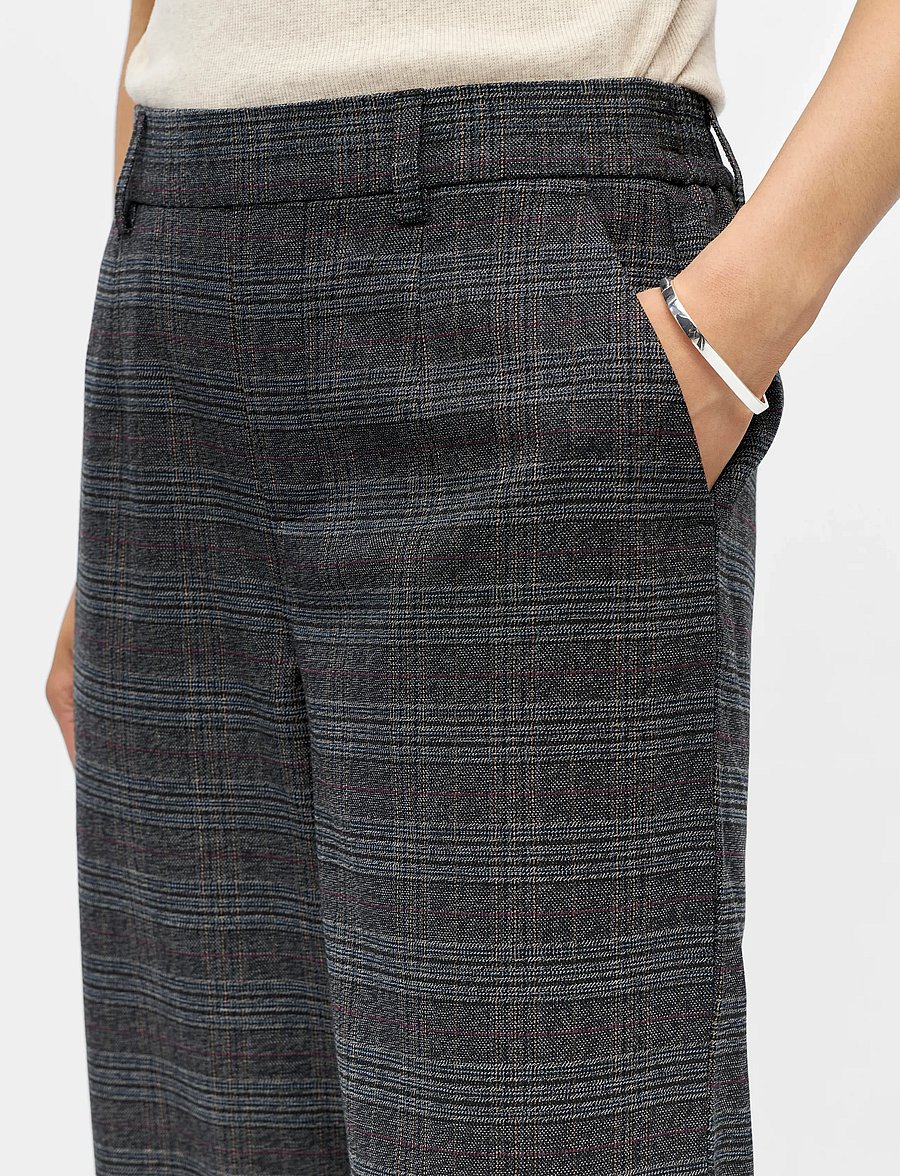 Object - OBJLISA WIDE PANT AOP NOOS - hosen mit weitem bein - dark grey melange - 3