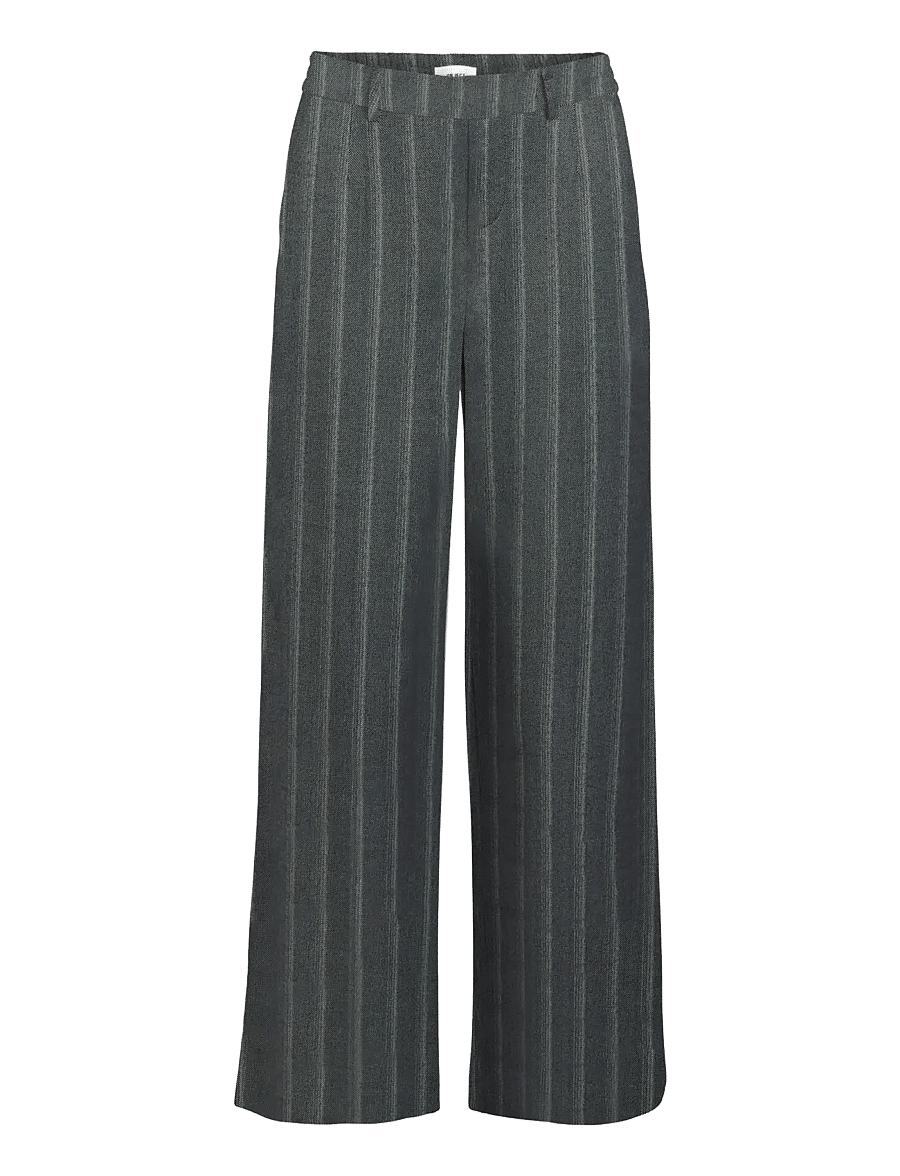 Object - OBJLISA WIDE PANT AOP NOOS - hosen mit weitem bein - medium grey melange - 1