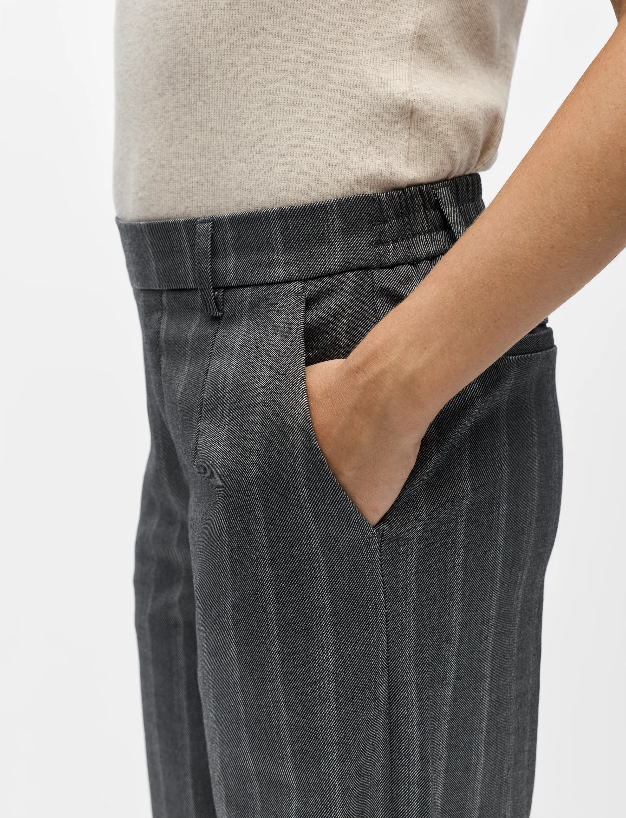 Object - OBJLISA WIDE PANT AOP NOOS - laia säärega püksid - medium grey melange - 3