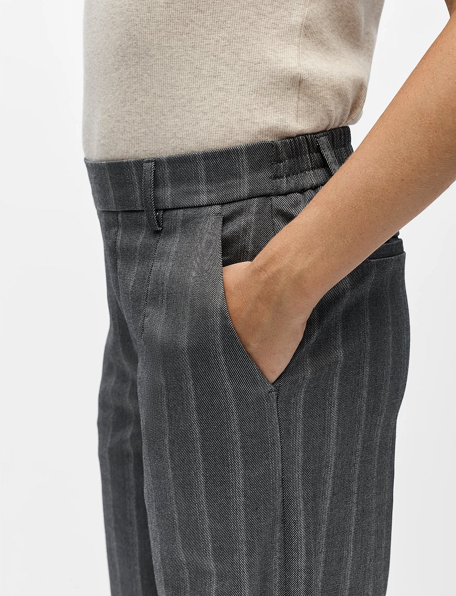 Object - OBJLISA WIDE PANT AOP NOOS - hosen mit weitem bein - medium grey melange - 3