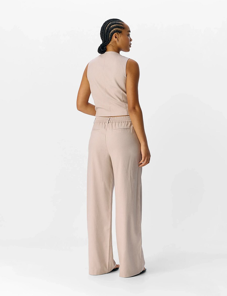 Object - OBJLISA WIDE PANT AOP NOOS - hosen mit weitem bein - sandshell - 2