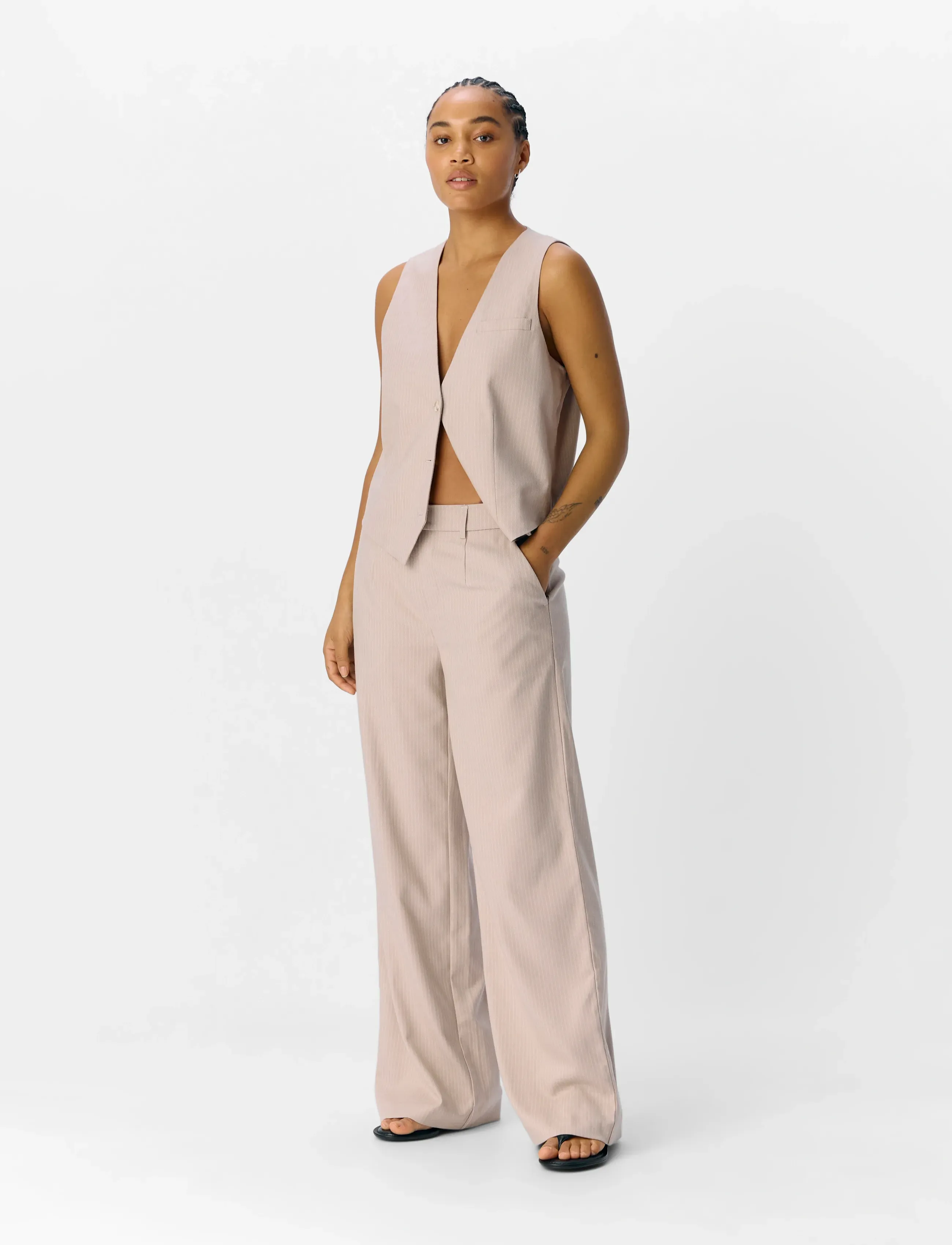 Object - OBJLISA WIDE PANT AOP NOOS - vida byxor - sandshell - 3