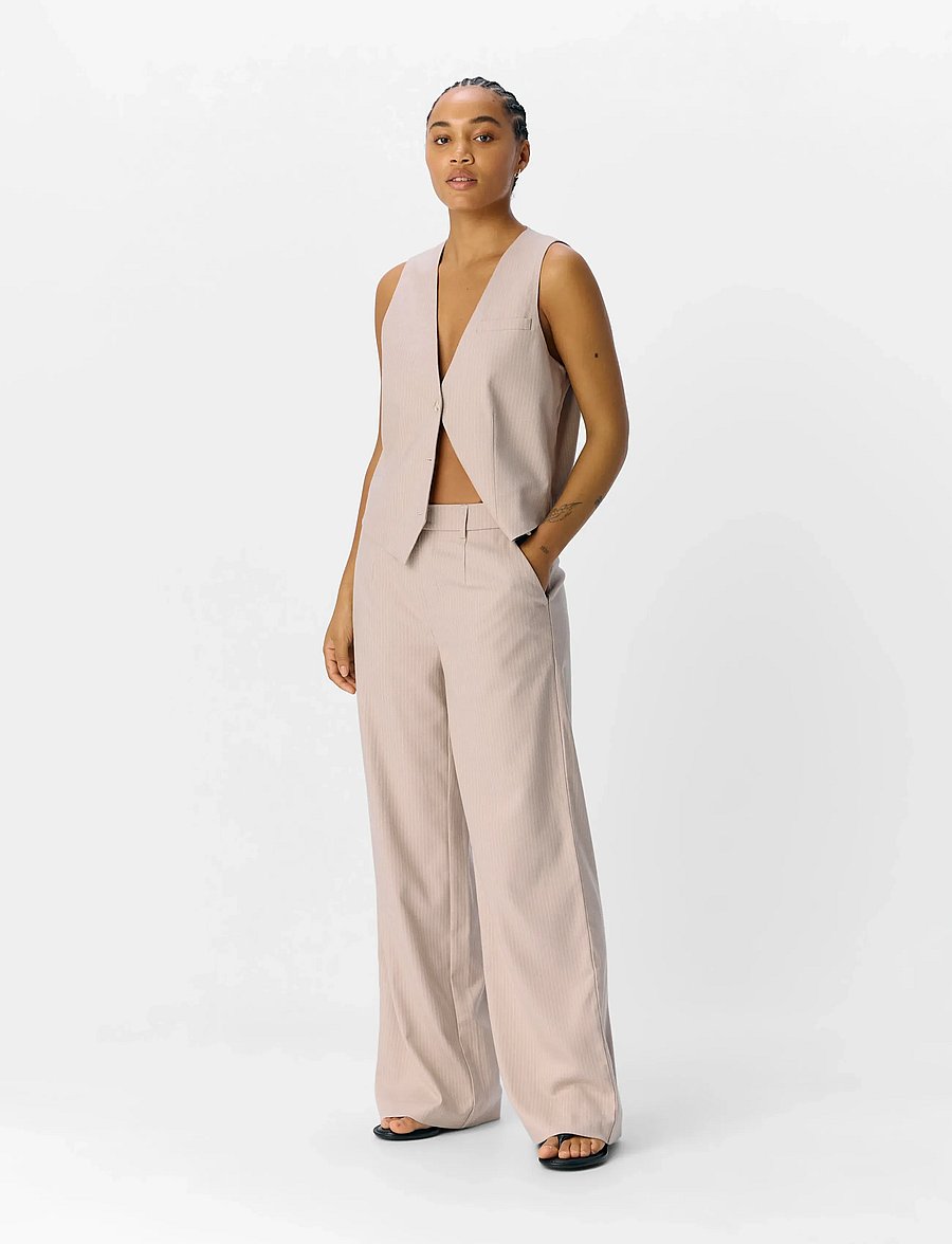 Object - OBJLISA WIDE PANT AOP NOOS - hosen mit weitem bein - sandshell - 3