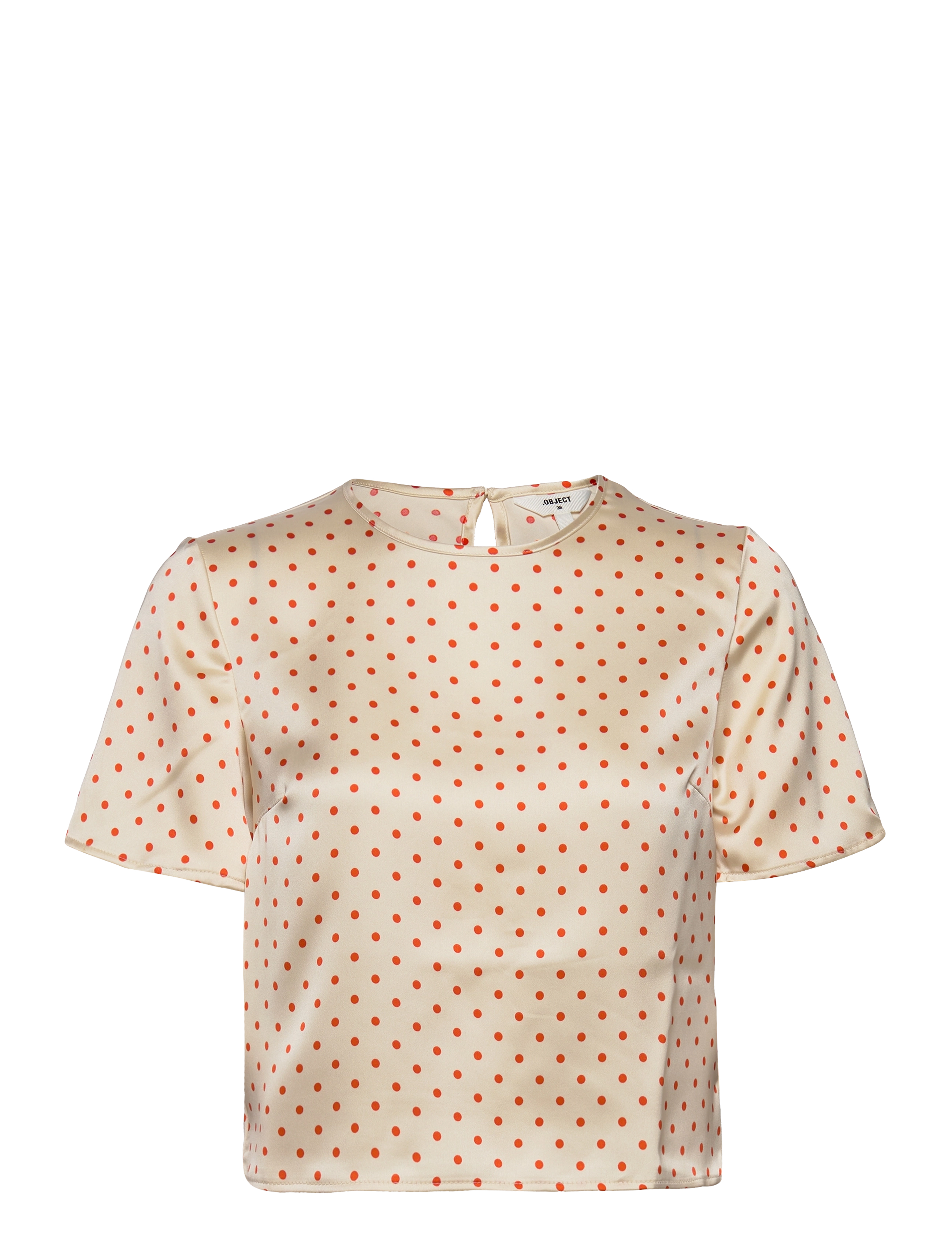 Object OBJSATEEN DOT CROP SS TOP A SS FAIR 22 - T-shirts & Toppar - HUMUS / beige