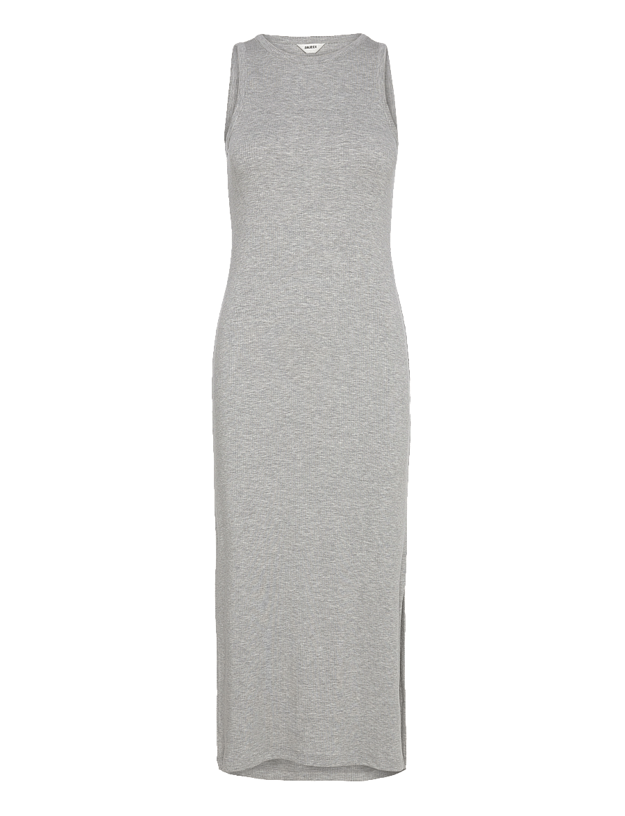 Object - OBJJAMIE S/L LONG DRESS NOOS - midikleider - light grey melange - 1