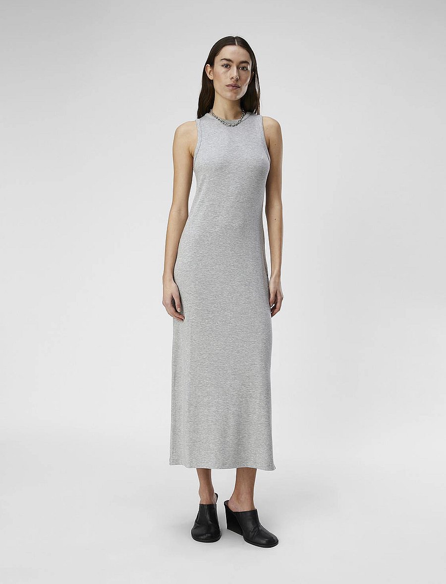 Object - OBJJAMIE S/L LONG DRESS NOOS - midikleider - light grey melange - 0