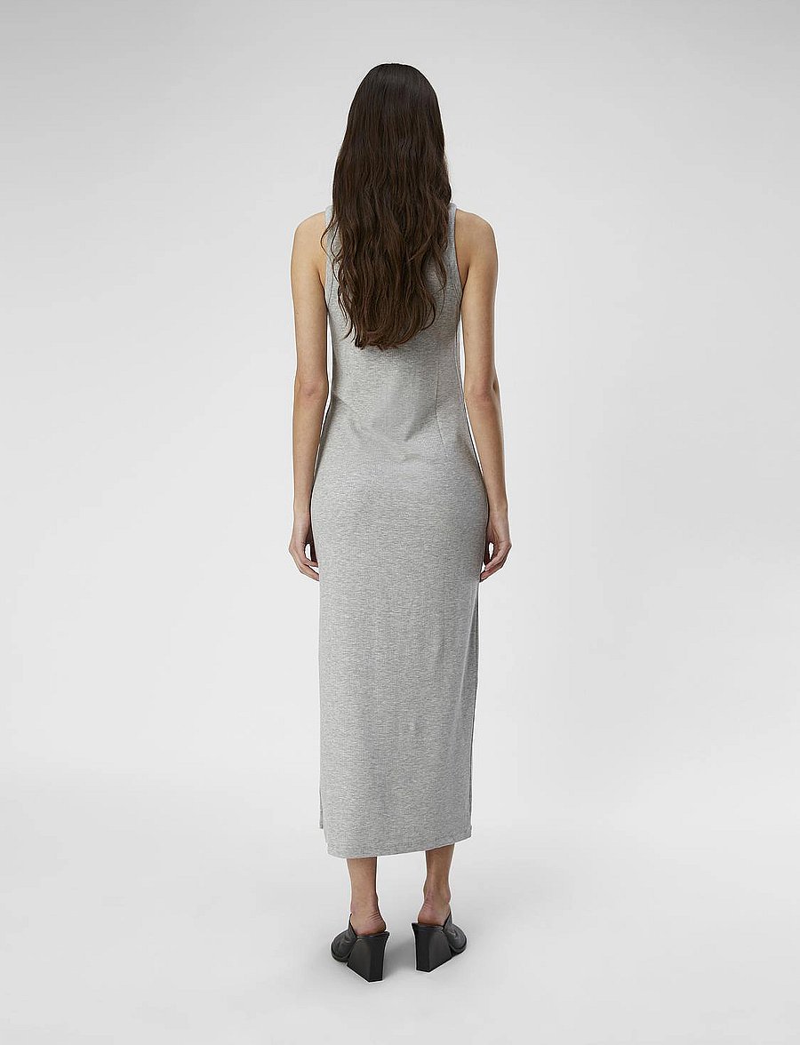 Object - OBJJAMIE S/L LONG DRESS NOOS - midikleider - light grey melange - 4