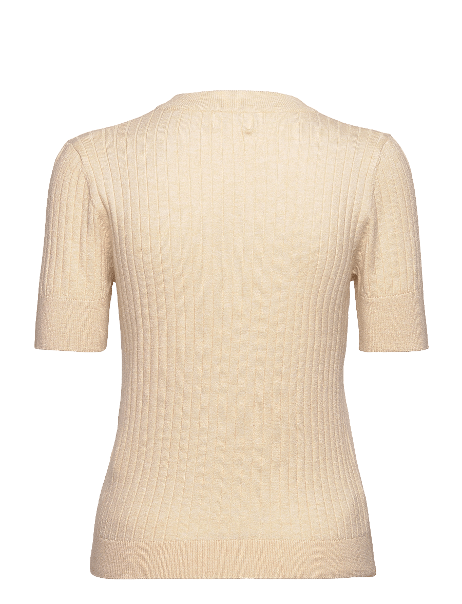 Object - OBJNOELLE S/S KNIT T-SHIRT NOOS - t-särgid - sandshell - 2