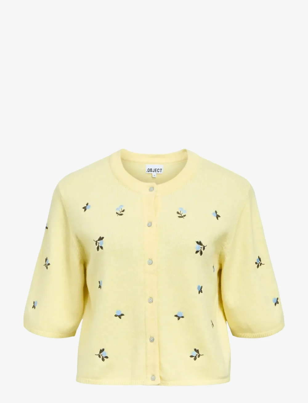 Object - OBJTHESS 3/4 SLEEVE CARDIGAN REP - cardigans - lemon meringue - 0