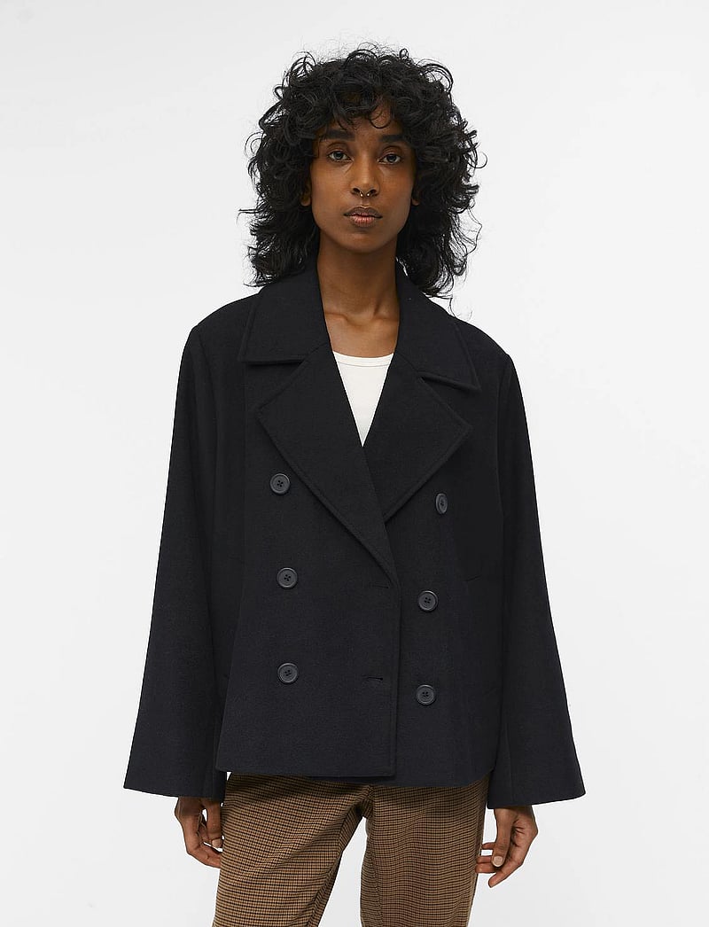 Object - OBJKEILY SHORT JACKET NOOS - wolljacken - black - 0