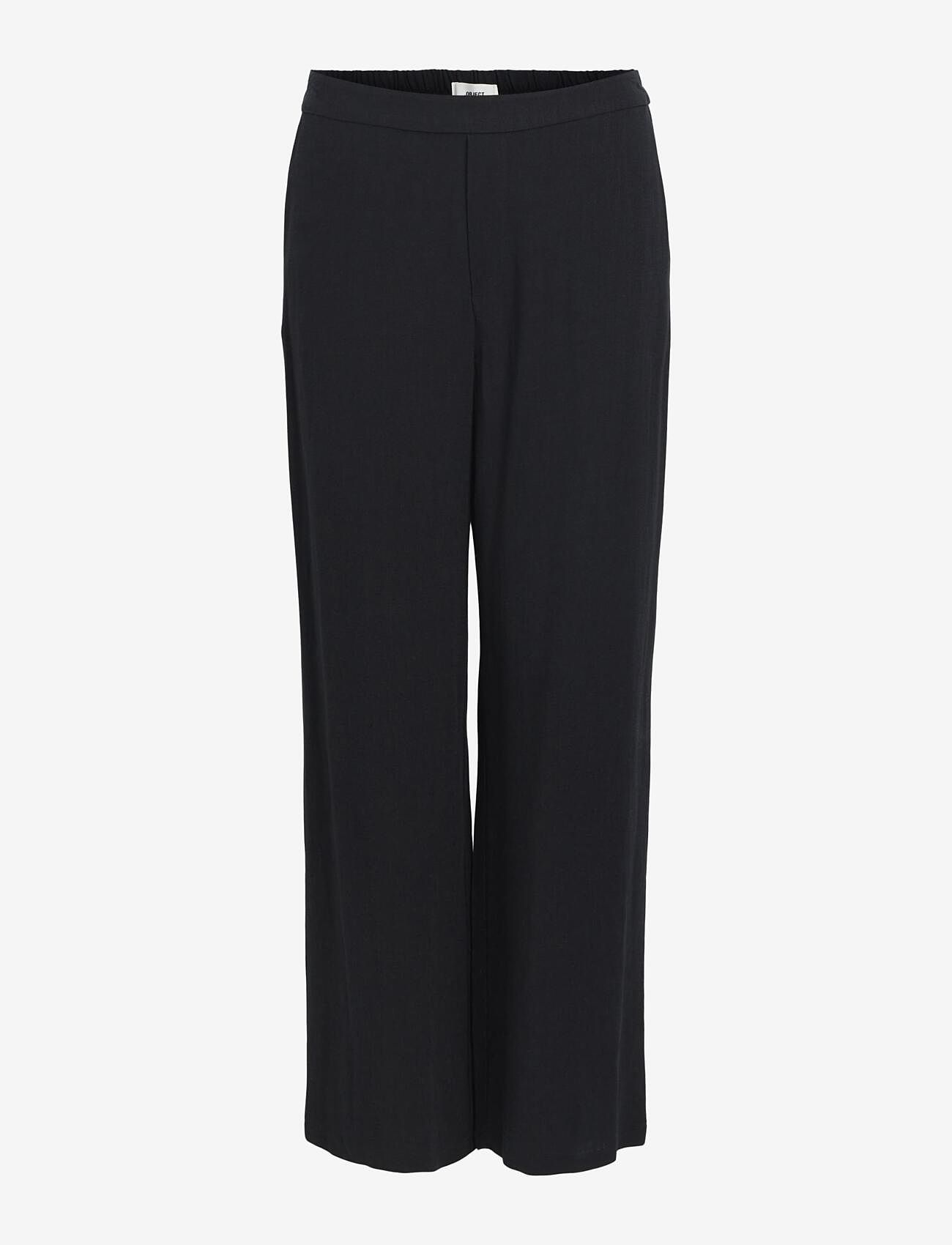 Object - OBJSANNE ALINE WIDE PANT NOOS - hosen mit weitem bein - black - 0