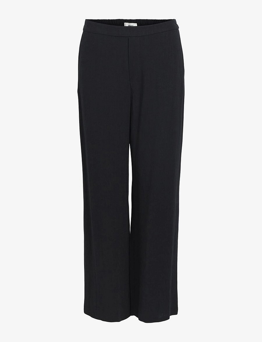 Object - OBJSANNE ALINE WIDE PANT NOOS - hosen mit weitem bein - black - 1