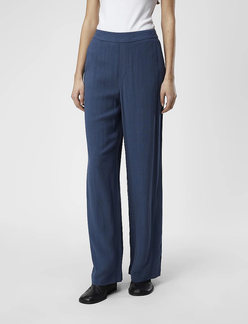 Object - OBJSANNE ALINE WIDE PANT NOOS - hosen mit weitem bein - dark denim - 0